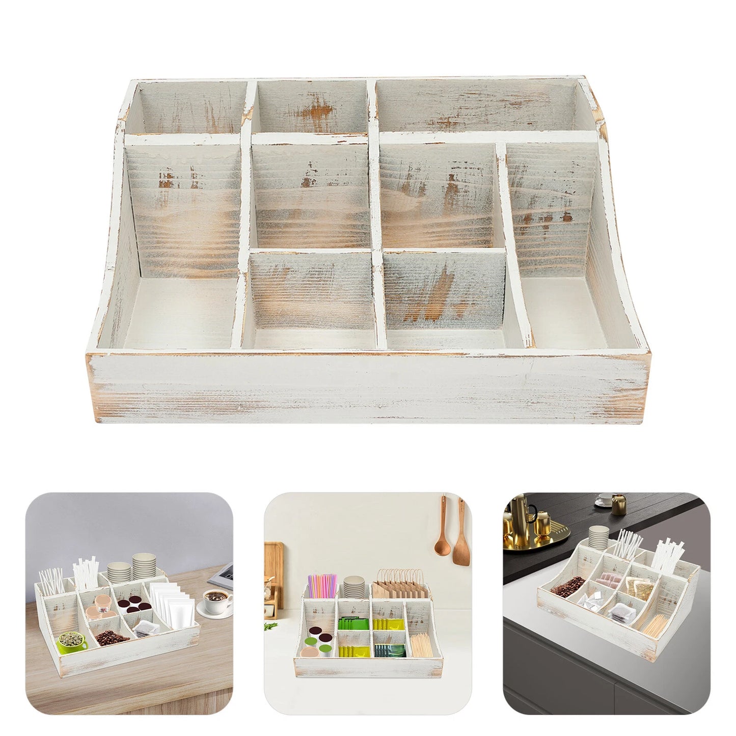9 Slots Coffee Condiment And Accessories Organizer Coffee Condiment Organizer