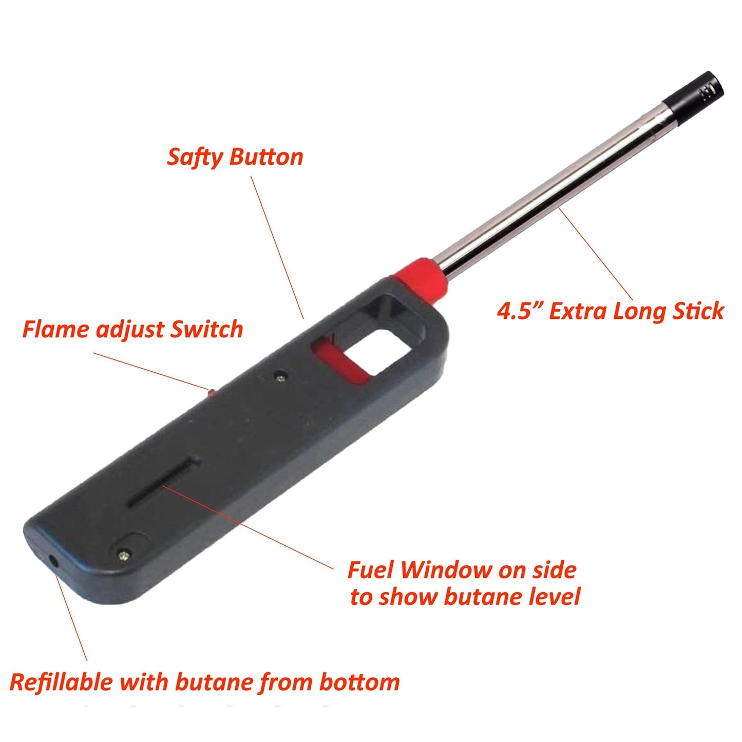 2 Pcs Refillable Multi-purpose BBQ Lighter for Butane BBQ Kitchen Stove Candl