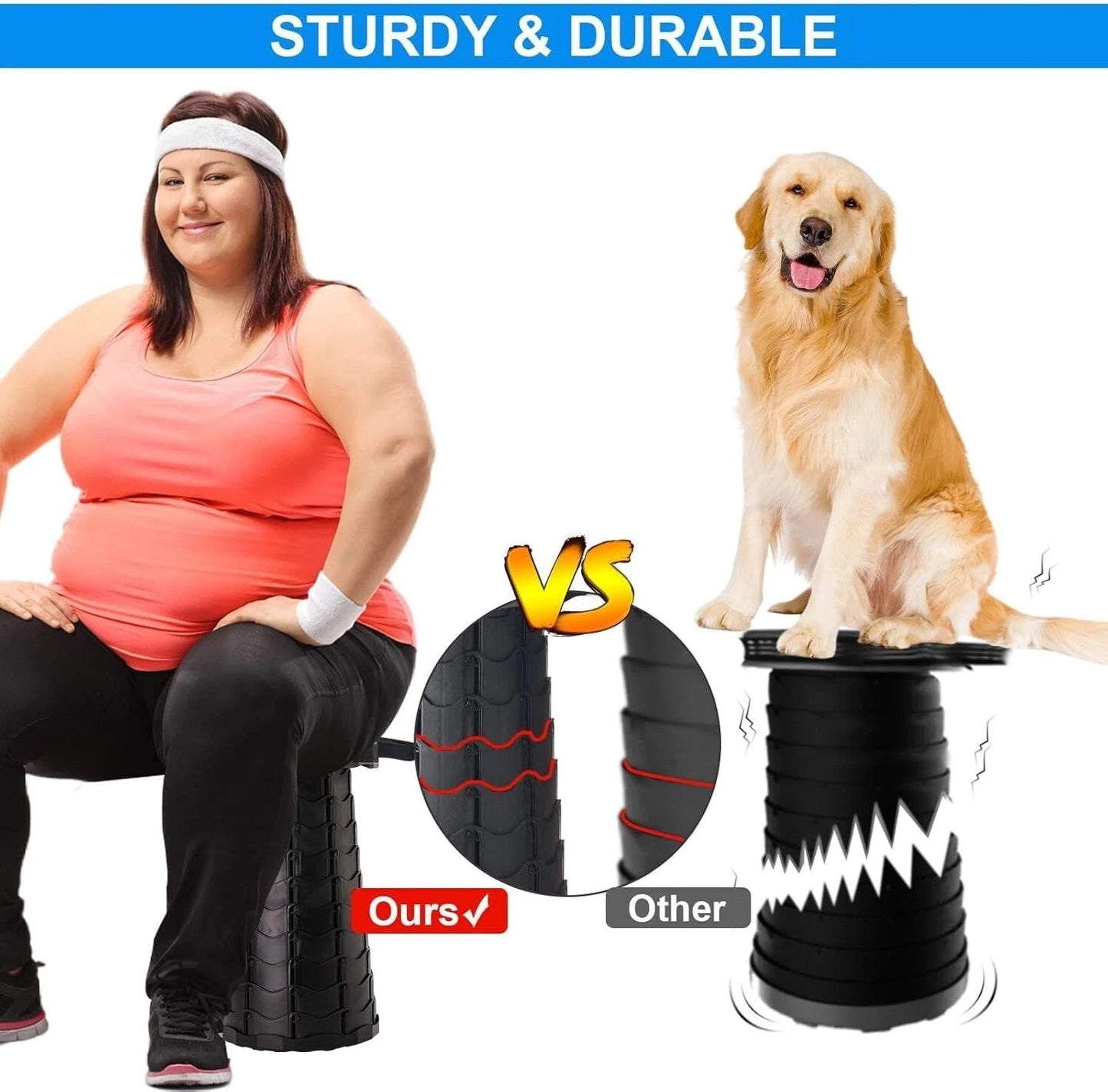 Folding Stool Portable Telescopic Chair Seat Camping Retractable Outdoor Fishing