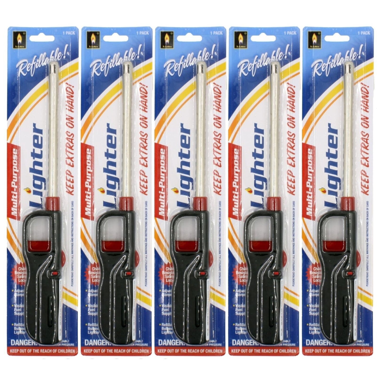 5 Pcs Refillable BBQ Lighter for Butane Kitchen Stove Fireplace Grill Candle