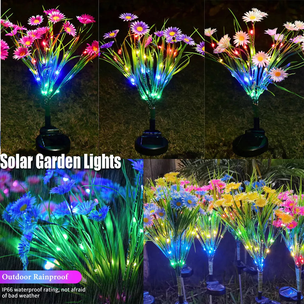 Solar Garden Lights Outdoor Waterproof LED Flower Stake Lamp Yard Patio Decor