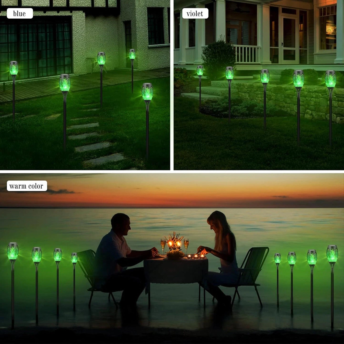 Solar Torch Lights with Flickering Flame Outdoor 12LED Tiki Torch Solar Lights