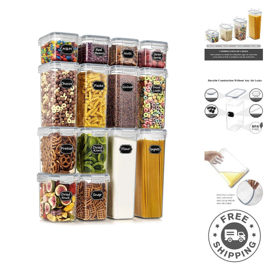 14PC Stackable Kitchen Storage Containers - Airtight & BPA-Free Organization Set