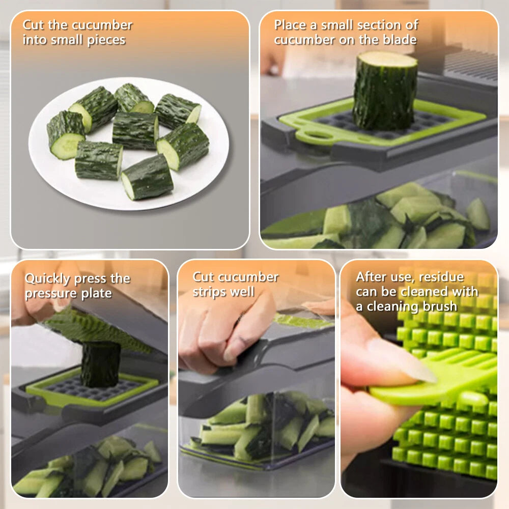 16-In-1 Vegetable Fruit Kitchen Chopper Cutter Food Onion Veggie Dicer Slicer US
