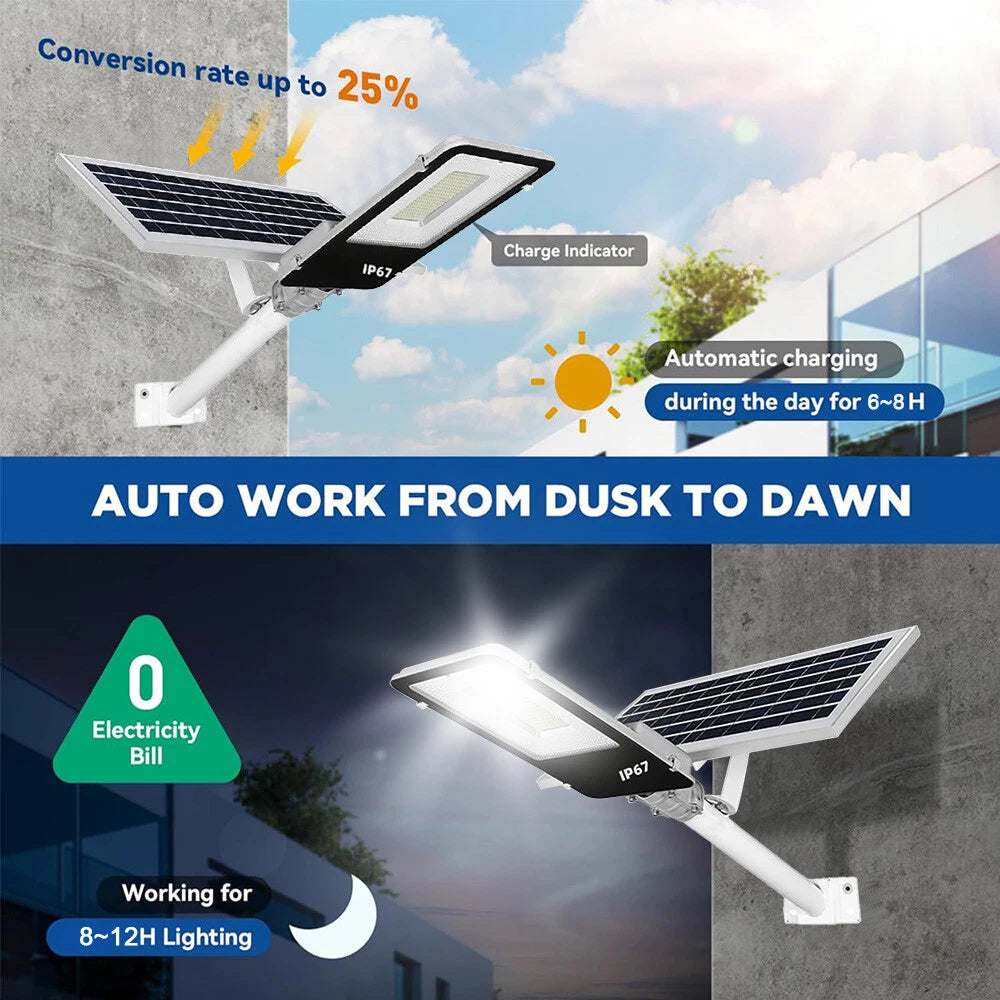 8000W Commercial Solar Street Lights LED Outdoor Dusk to Dawn Super Bright Lamp