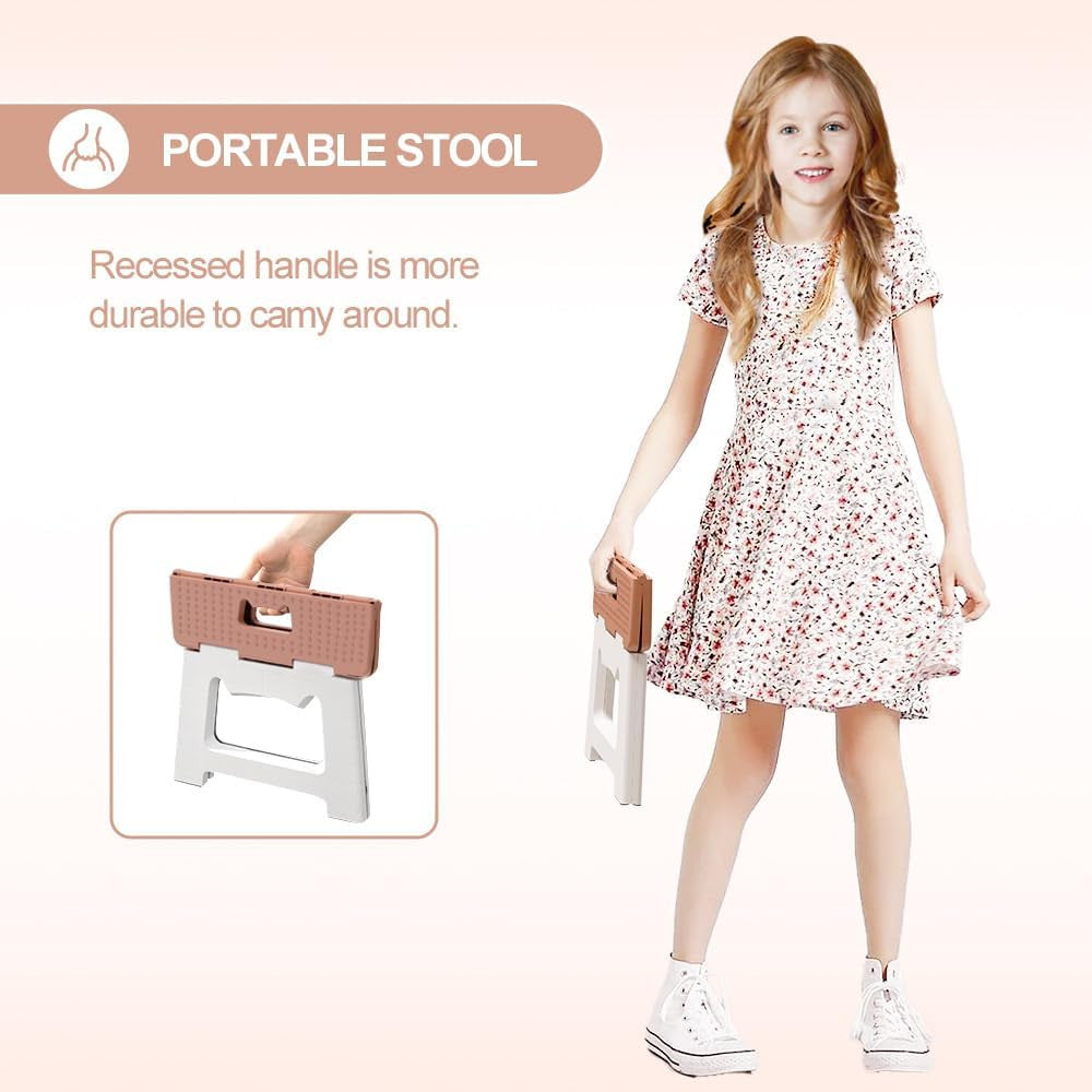 Folding Step Stool for Adults Kids 9" Plastic Foldable Stool 300lbs Portable