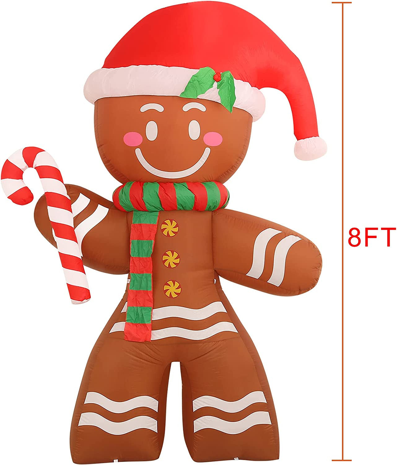 8 FT Christmas Inflatables Decoration Gingerbread Man with Built-In Leds Blow up