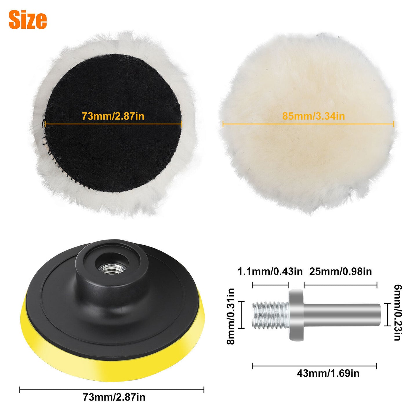 7PCS 3 Inch Car Polishing Buffing Pads Kit for Drill Sponge Waxing Foam Polisher