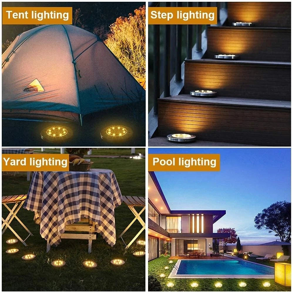 8 PACK Solar In Ground Lights Outdoor Garden In Grond Lights Waterproof Warm