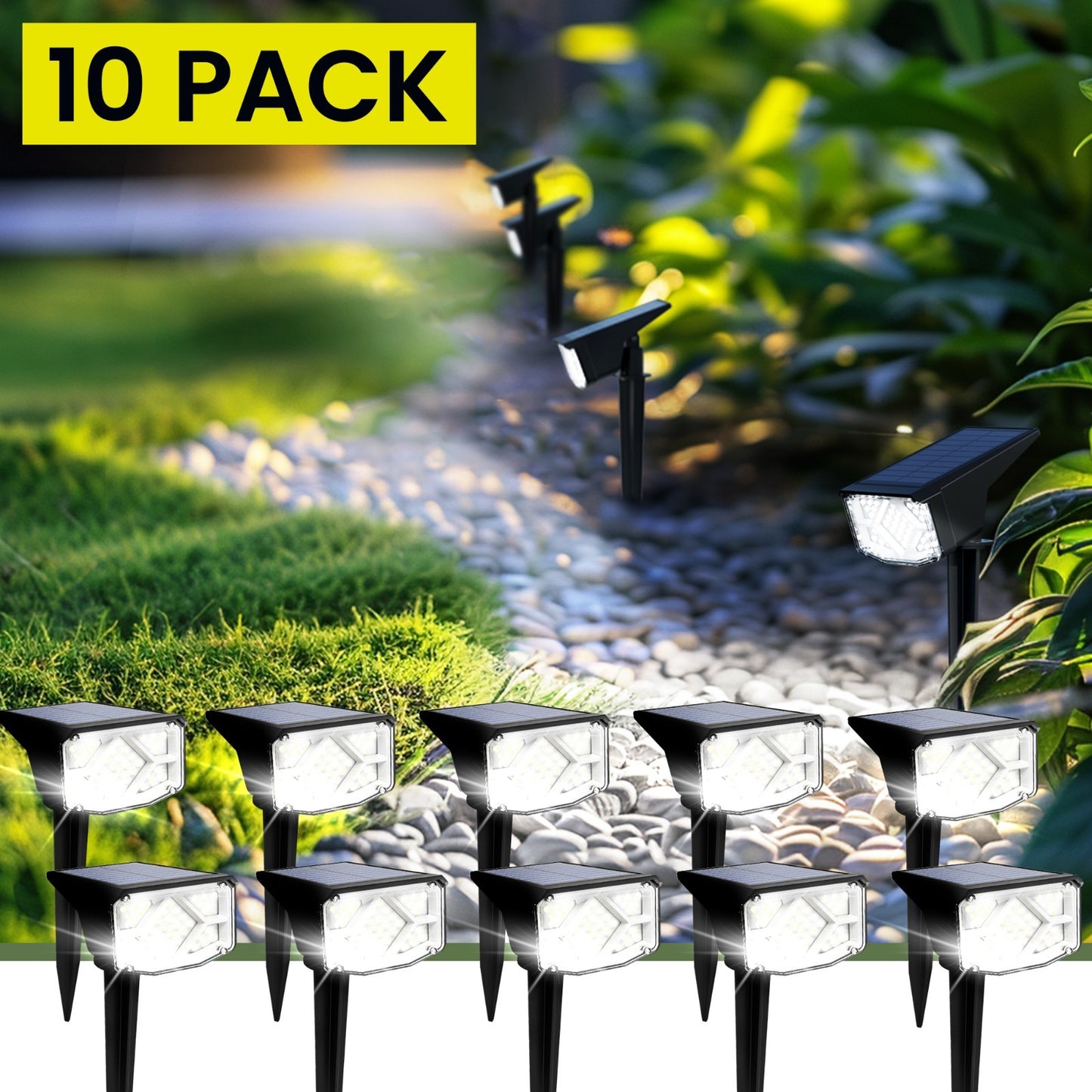 6/10 Pack Solar Spot Lights Outdoor Landscape Spotlights for Garden Cool White