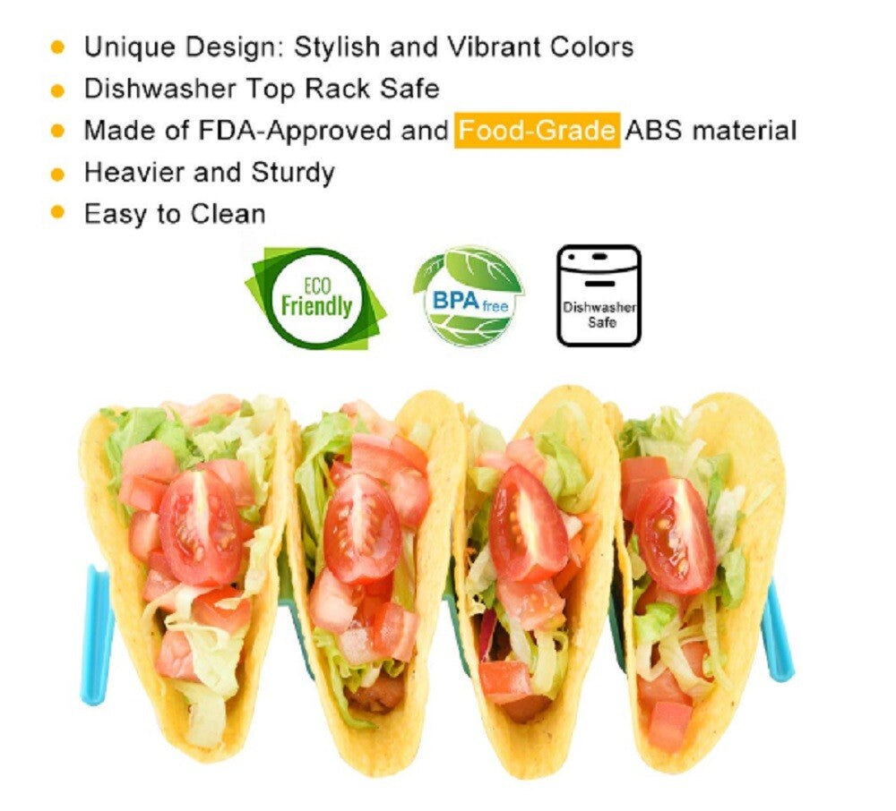 4-Pack Wave Taco Holder Stand – Stainless Steel Rack Tray for Mexican Cooking