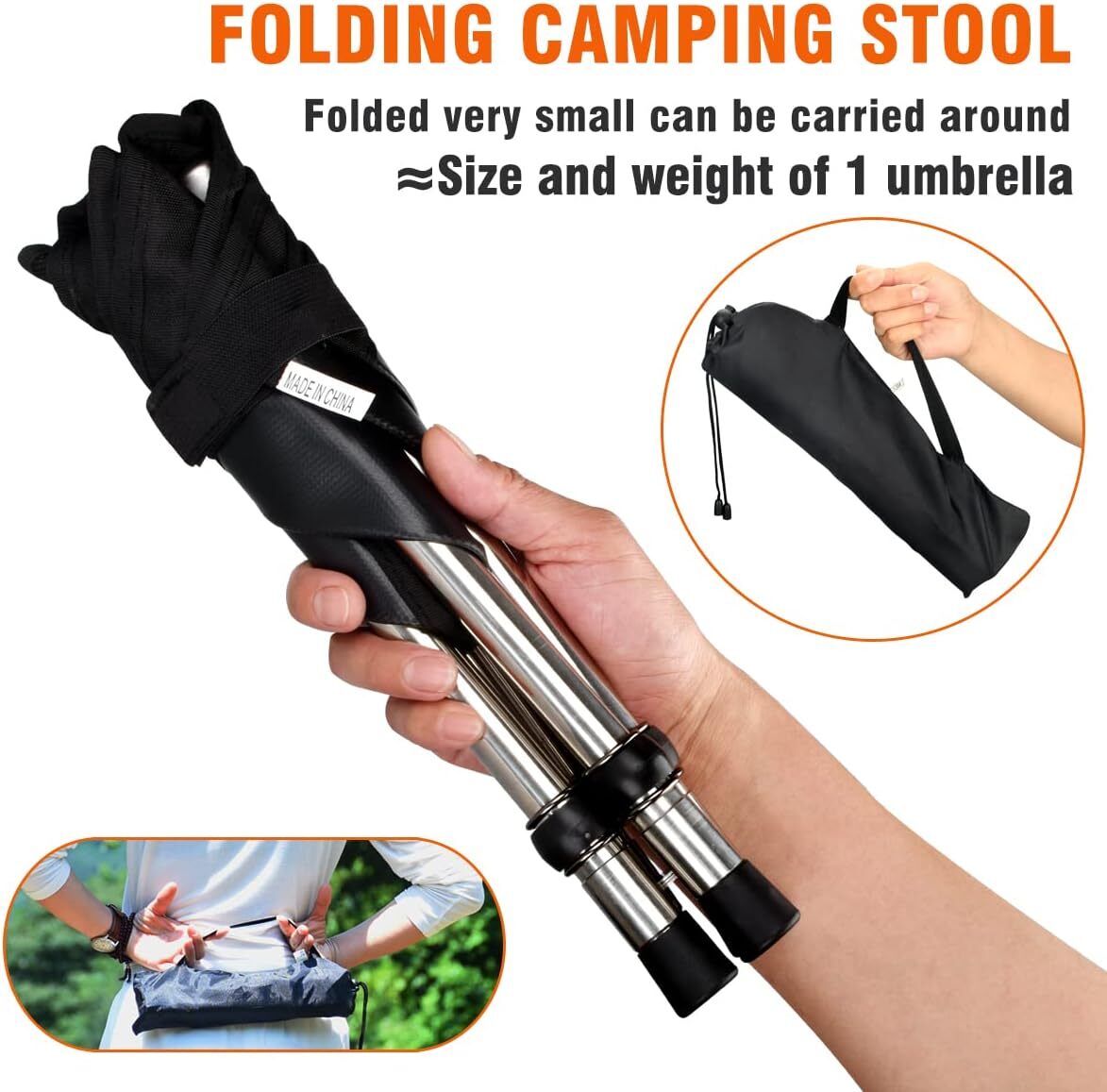 Folding Stool Portable Telescopic Chair Seat Camping Retractable Outdoor Fishing