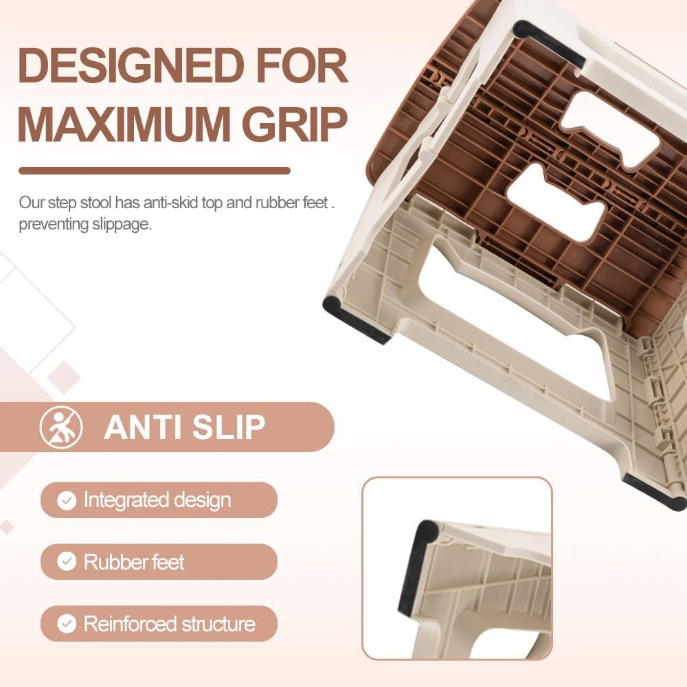 Folding Step Stool for Adults Kids 9" Plastic Foldable Stool 300lbs Portable