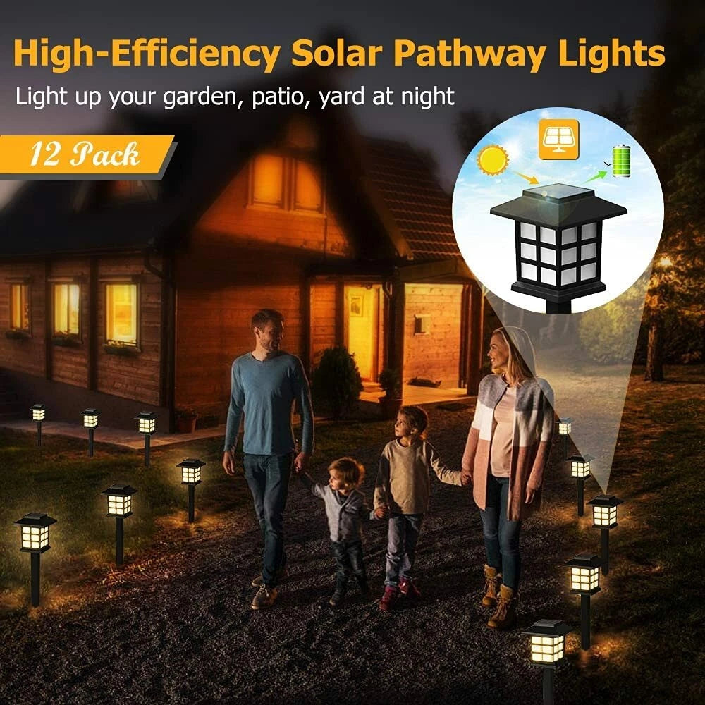 12Pack Solar Pathway Lights Outdoor Landscape Solar Waterproof Garden LED Lights