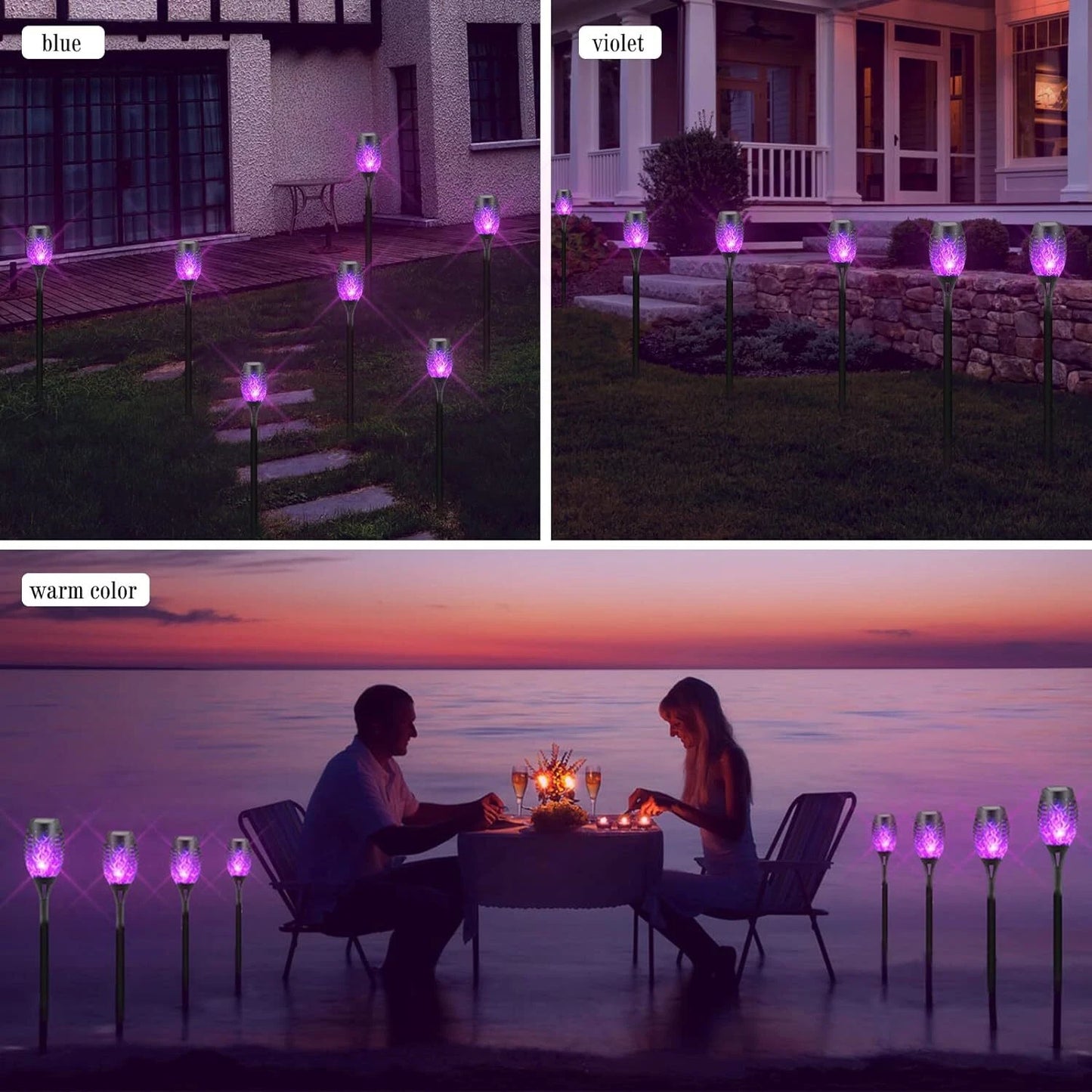 Solar Torch Lights with Flickering Flame Outdoor 12LED Tiki Torch Solar Lights