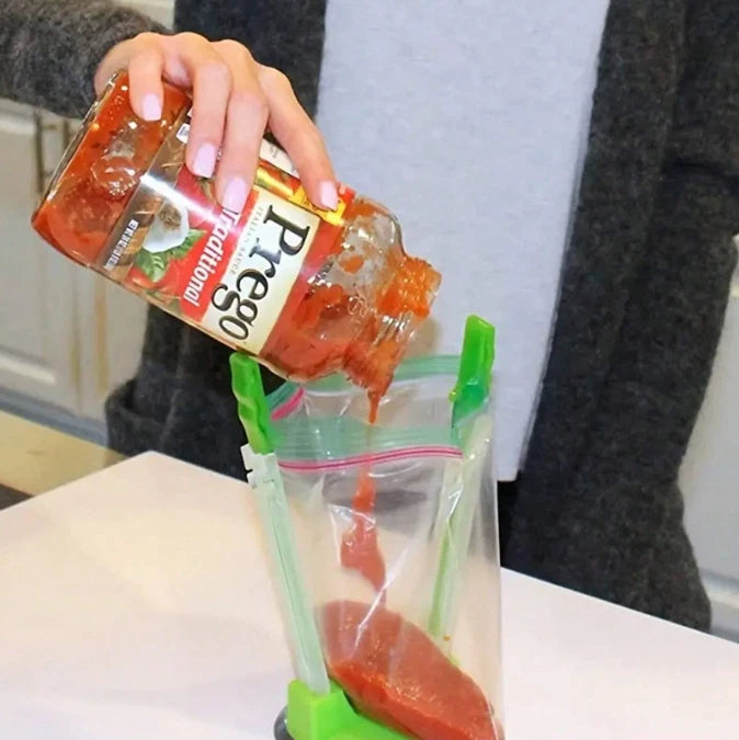 Adjustable Baggy Rack Stand - Hands-Free Plastic Bag Holder for Food Prep - NEW - Picture 3 of 10