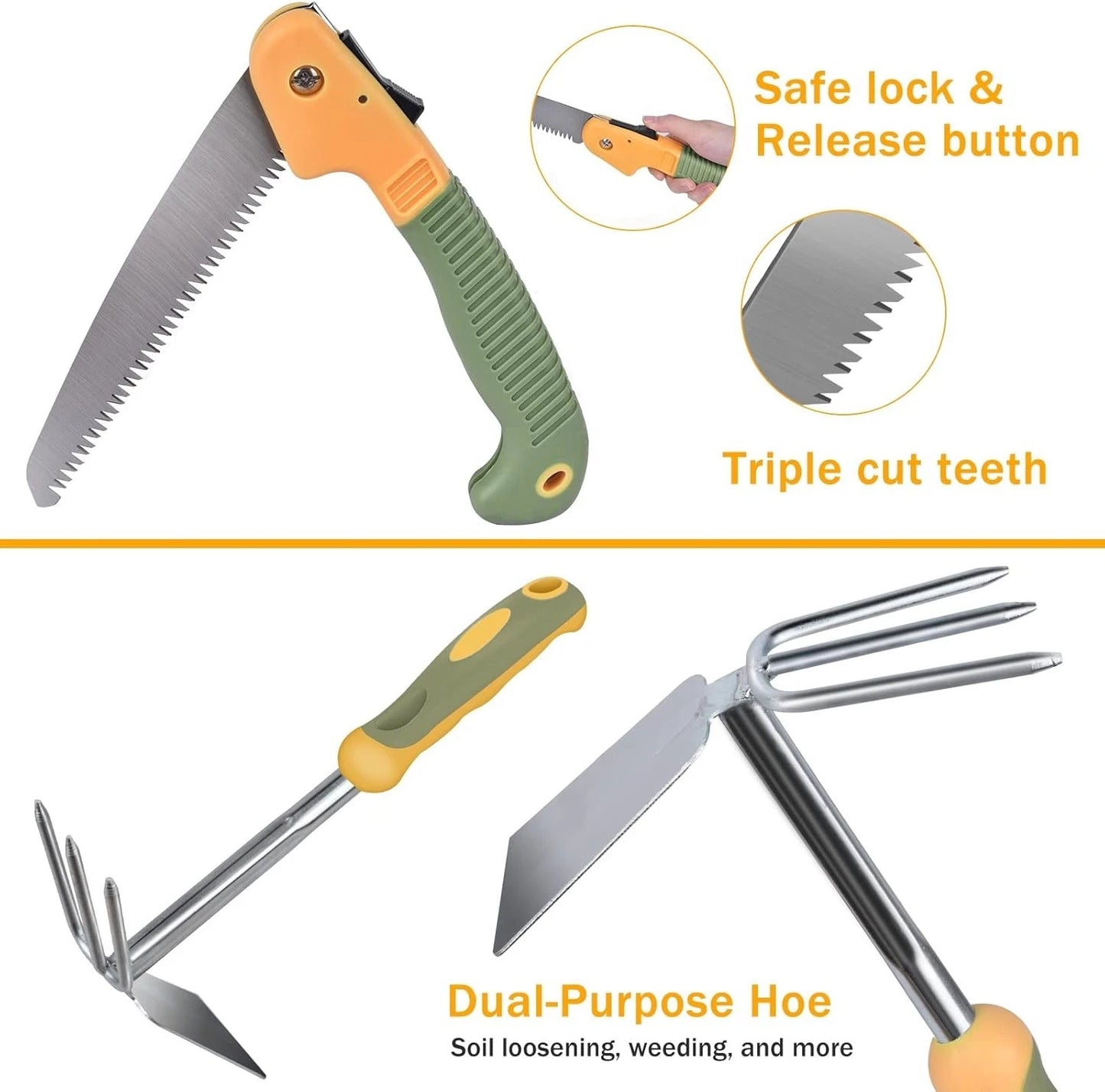 Garden Tool Set, 9 Piece Stainless Steel Heavy Duty Gardening Hand Tools with...