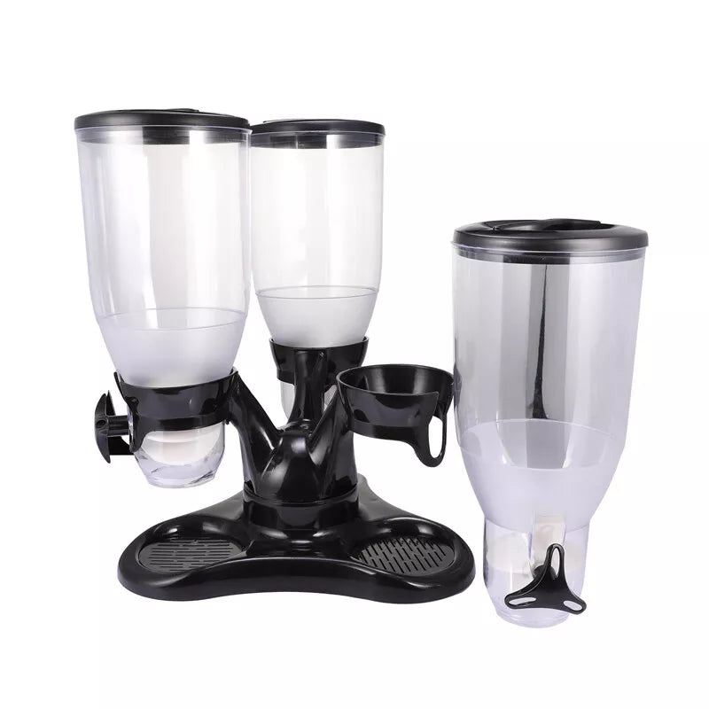 Large Cereal Dispenser Storage Triple Dry Food Snack Container Kitchen Canister