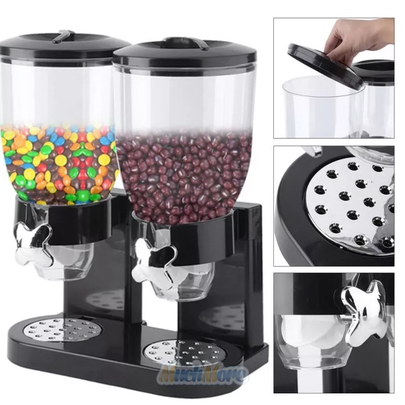 Large Cereal Dispenser Storage Triple Dry Food Snack Container Kitchen Canister