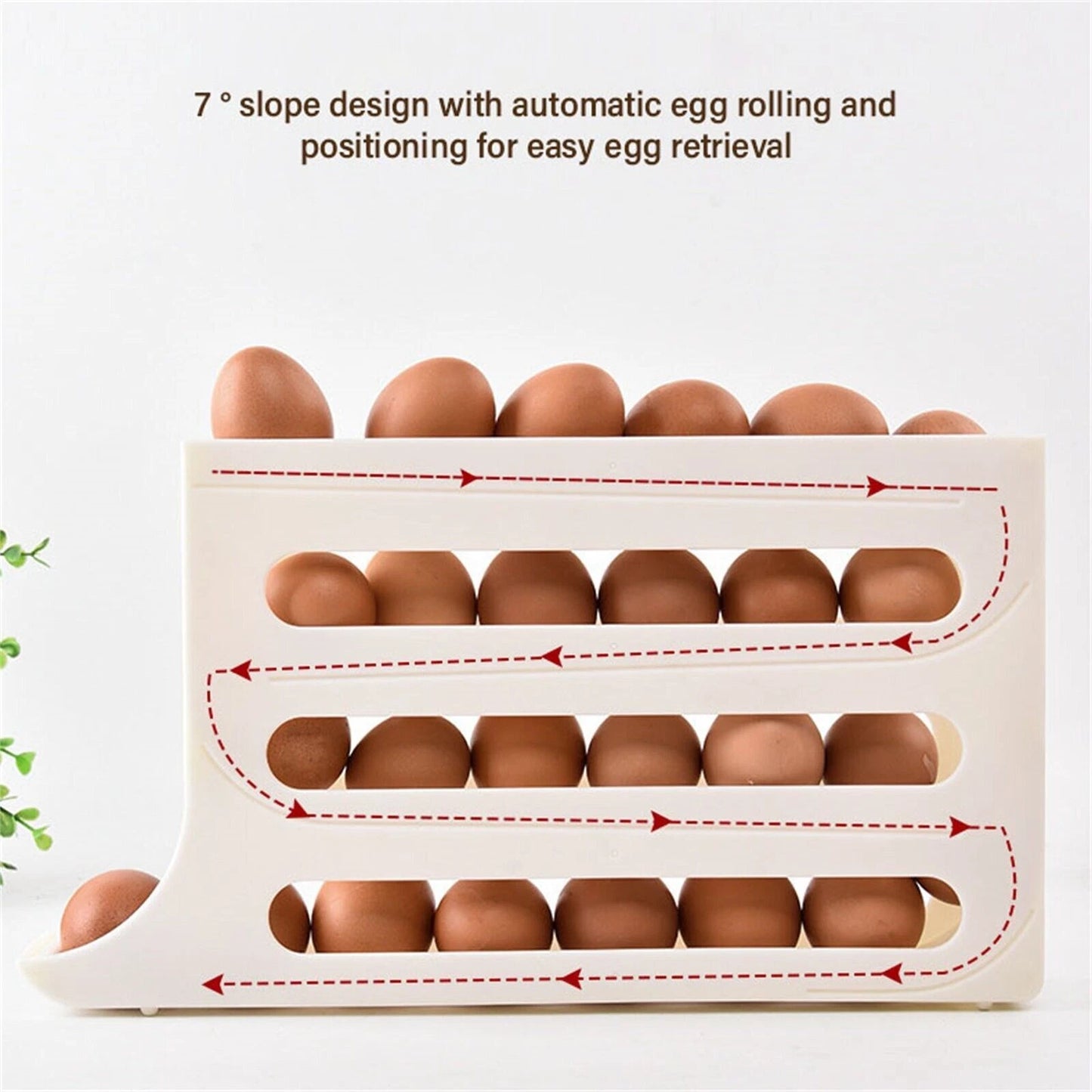 4-Tier Roll down Refrigerator Egg Dispenser Storage Rack Auto Rolling Egg Holder