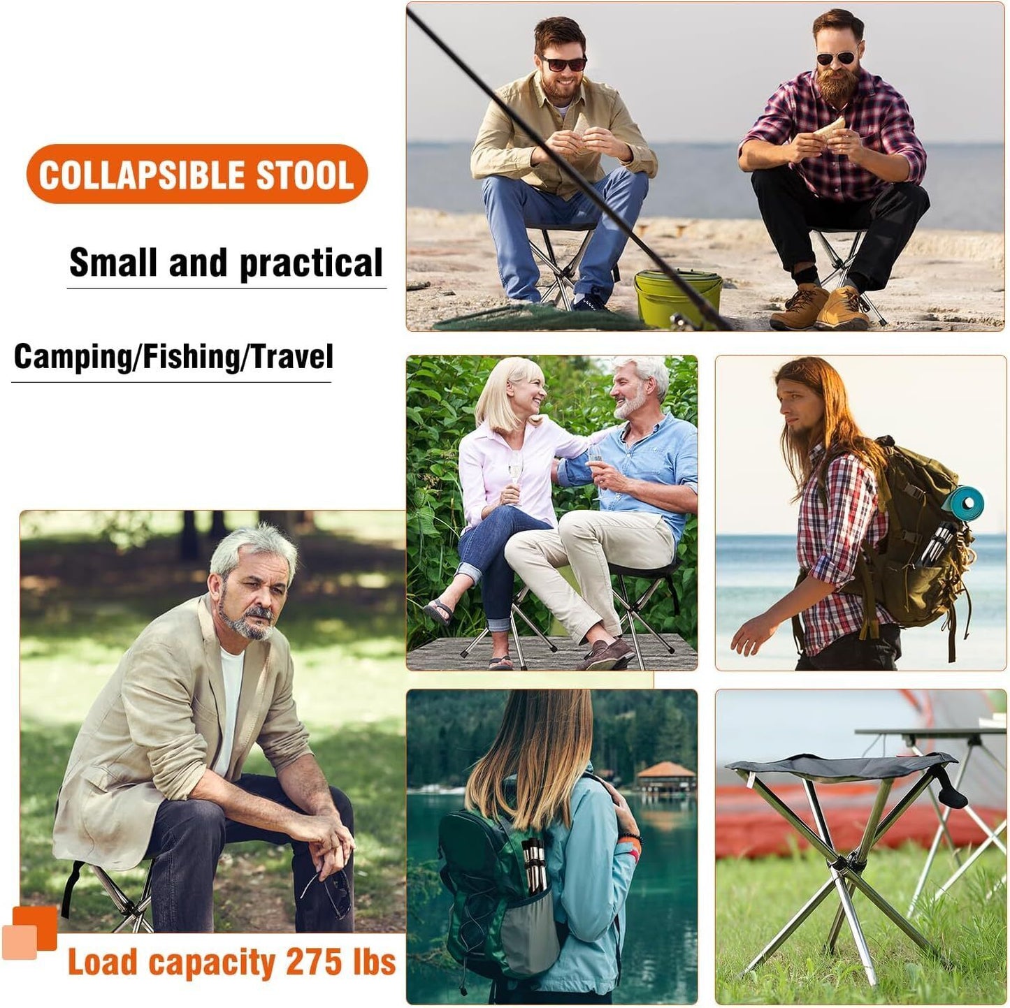 Folding Stool Portable Telescopic Chair Seat Camping Retractable Outdoor Fishing