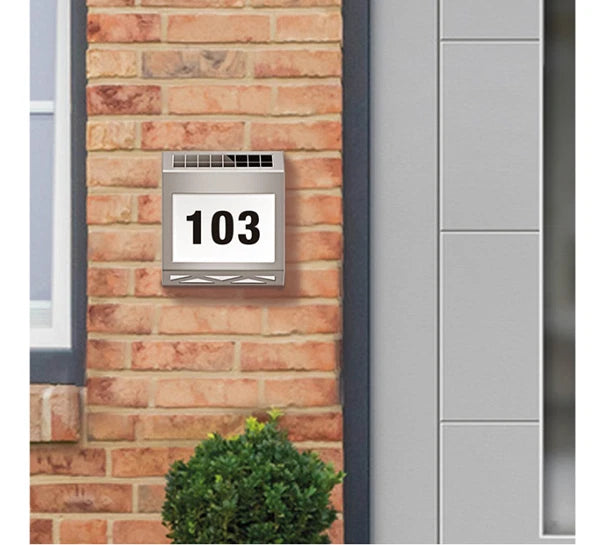 Solar Power House Number Address Sign Waterproof Stainless-Steel Christmas Gift