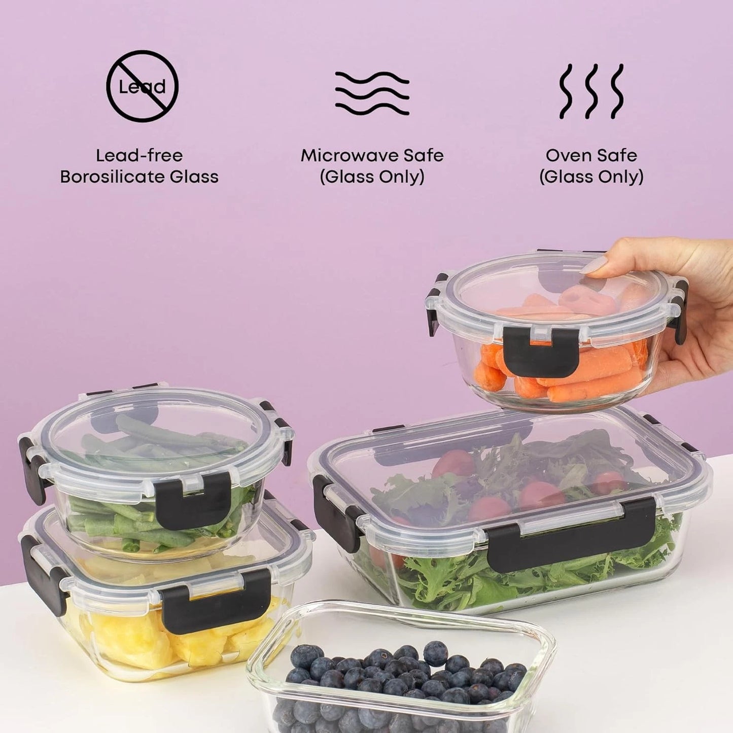 Glass Storage Containers with Lids, Food Storage Containers for Pantry & Kitchen
