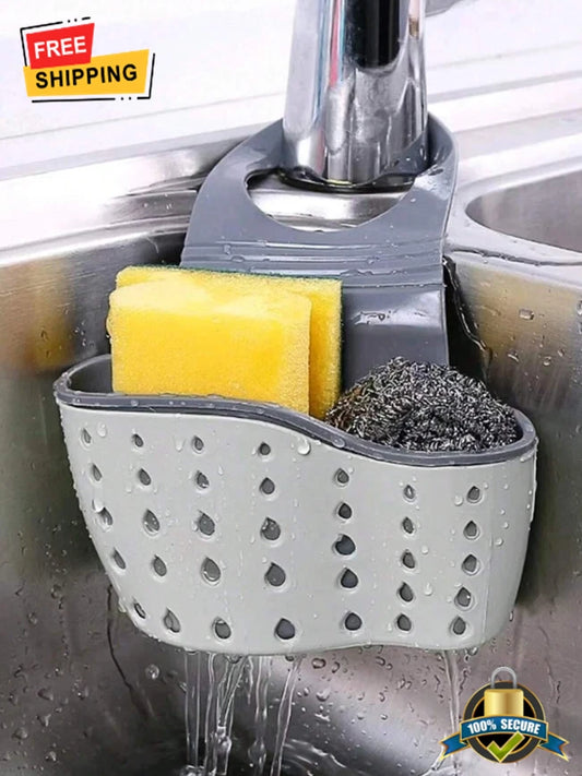 TPR Faucet Rack Two-Tone Sponge Holder for Kitchen Sink ? Modern Design