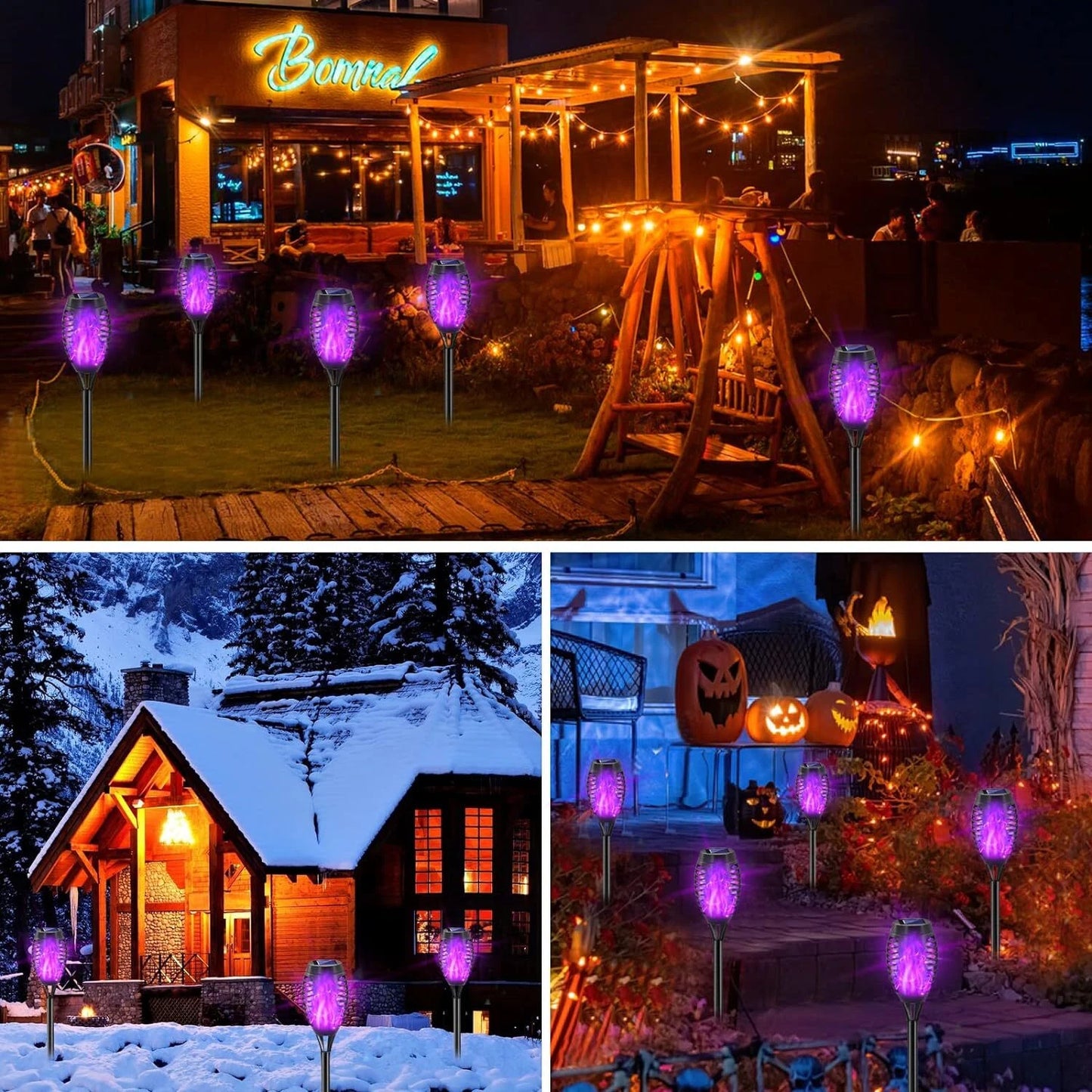 Solar Torch Lights with Flickering Flame Outdoor 12LED Tiki Torch Solar Lights