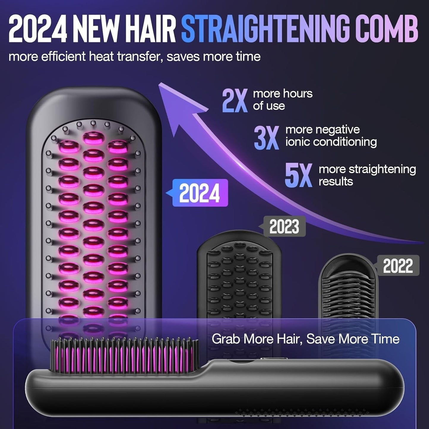 Hair Straightener Comb Portable Pro Electric Beard Straightening Brush Heat Hot