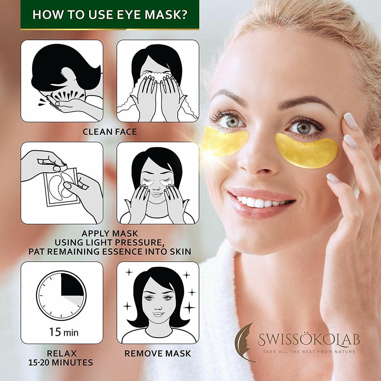 80pc 24K Gold Crystal Collagen Eye Mask Patch Gel Wrinkle Anti Aging Dark Circle