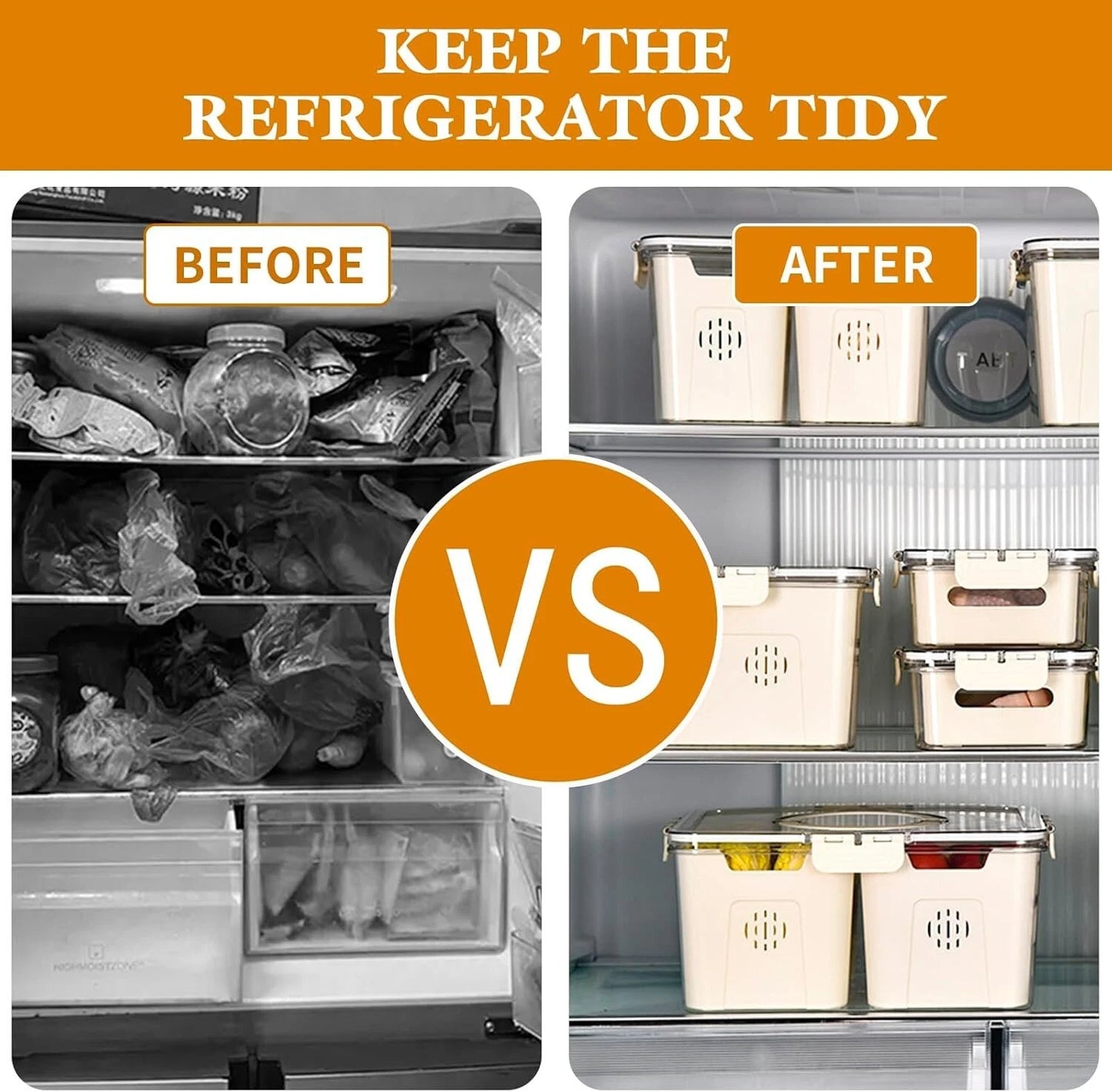 FRIDGE FOOD STORAGE CONTAINER Kitchen Serving Tray Organizer Fresh Airtight Box