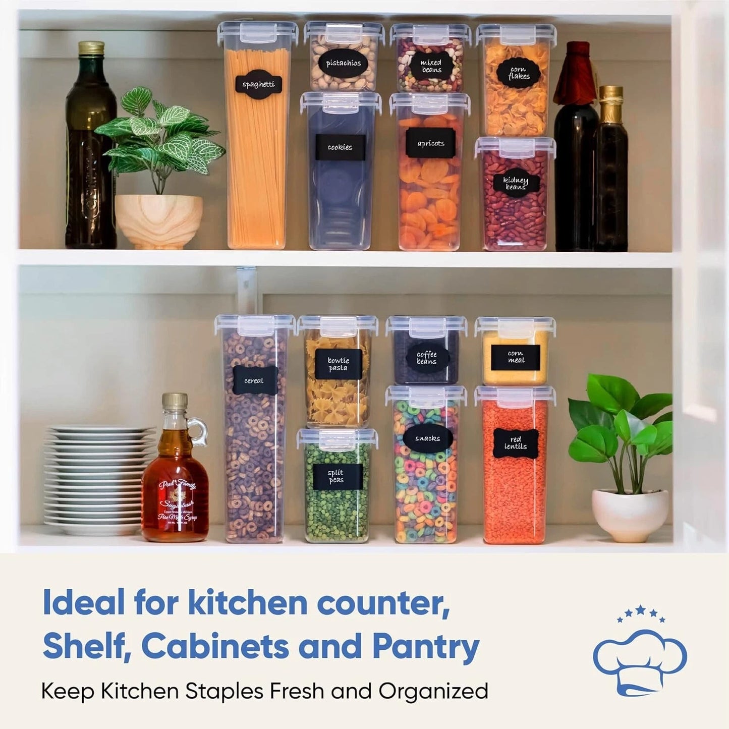 Versatile Kitchen Storage Solution: Set of 14 Airtight Food Containers & Spoons