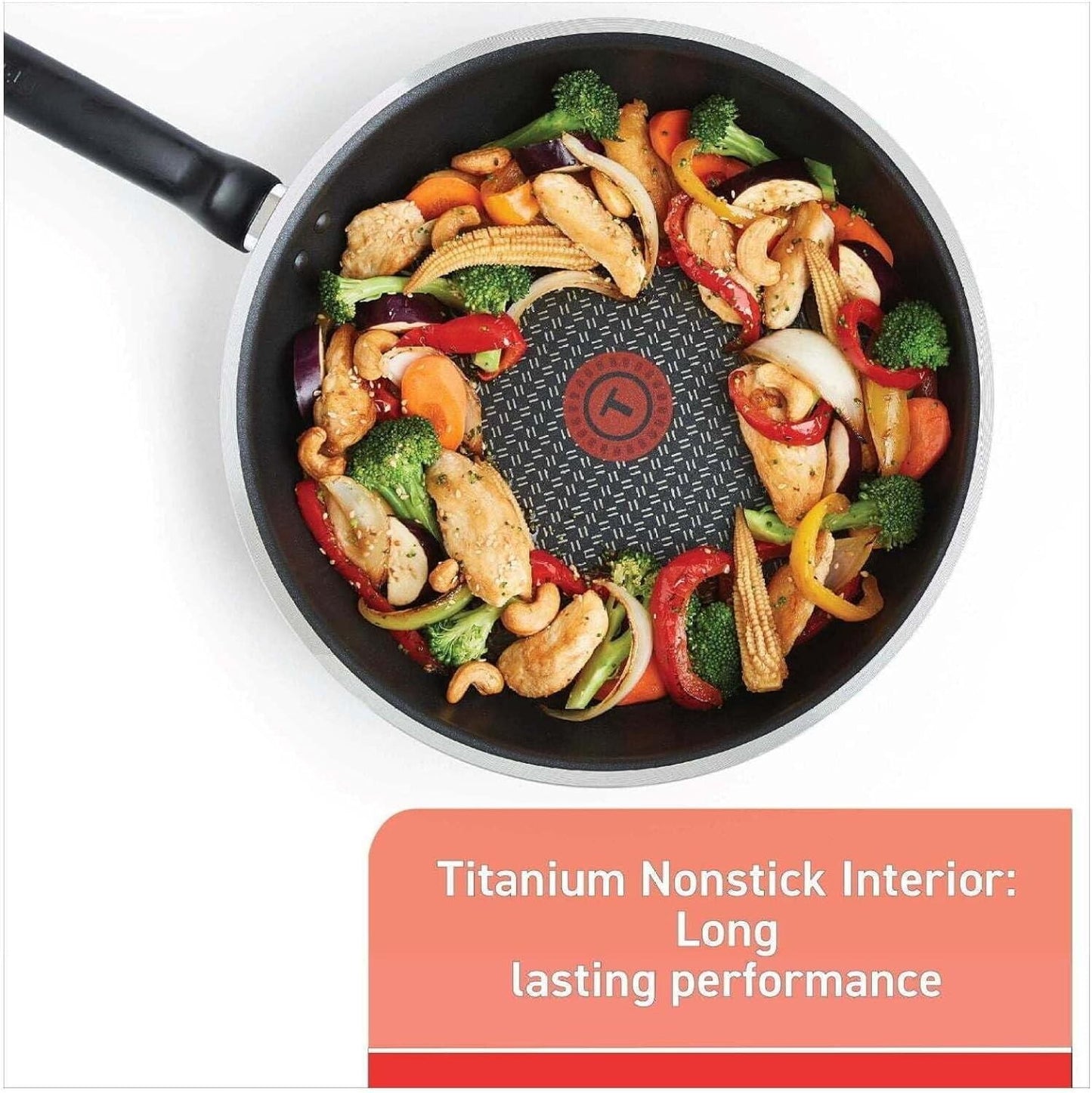 T-fal Cook & Strain Nonstick 2-Piece Fry Pan Cookware Set, 9.5 & 11 inch, Black