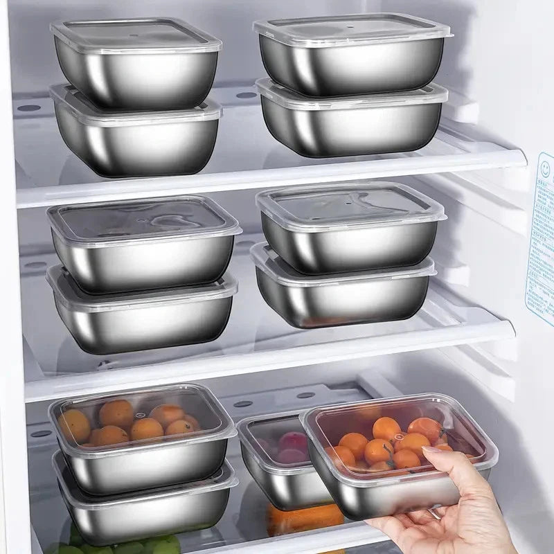 6pcs Stainless Steel Food Storage Containers with Lids – Lunch & Prep Set