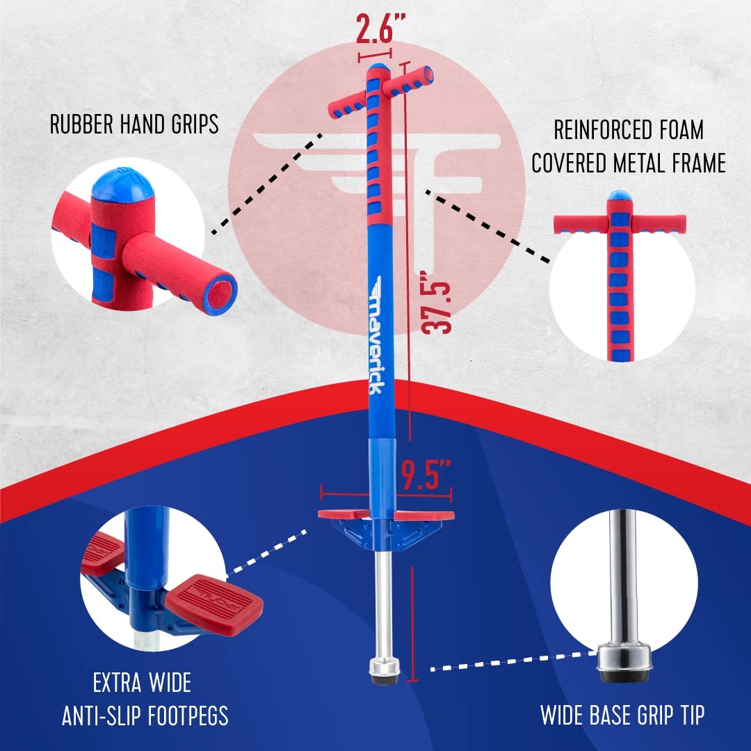Flybar Foam Maverick Pogo Stick For Kids Ages 5+, Weights 40 to 80 Pounds By the