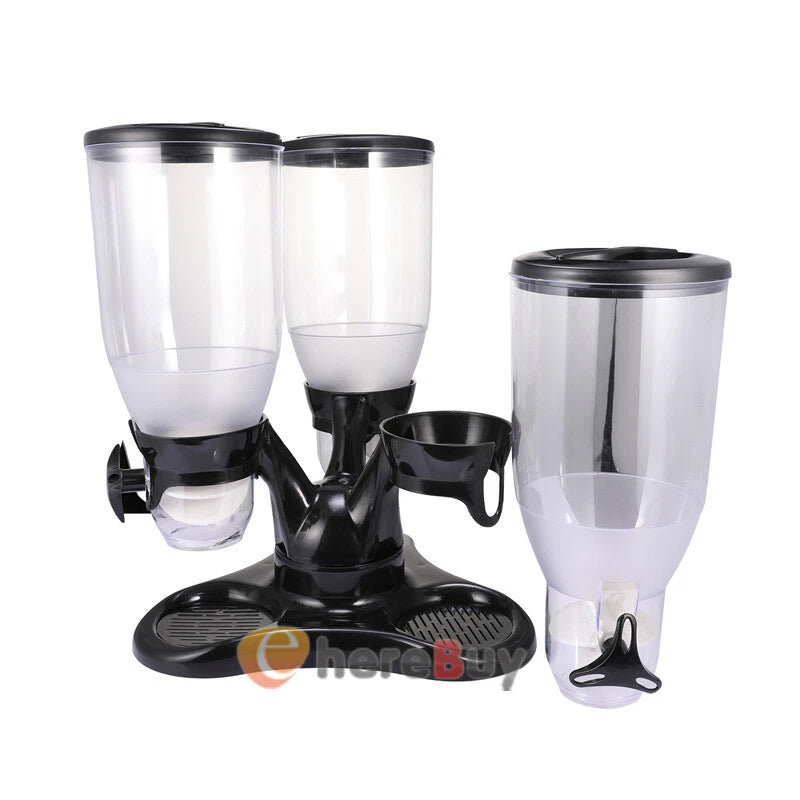 10.5L DRY FOOD STORAGE TRIPLE CEREAL DISPENSER CONTAINER DISPENSE MACHINE HOME
