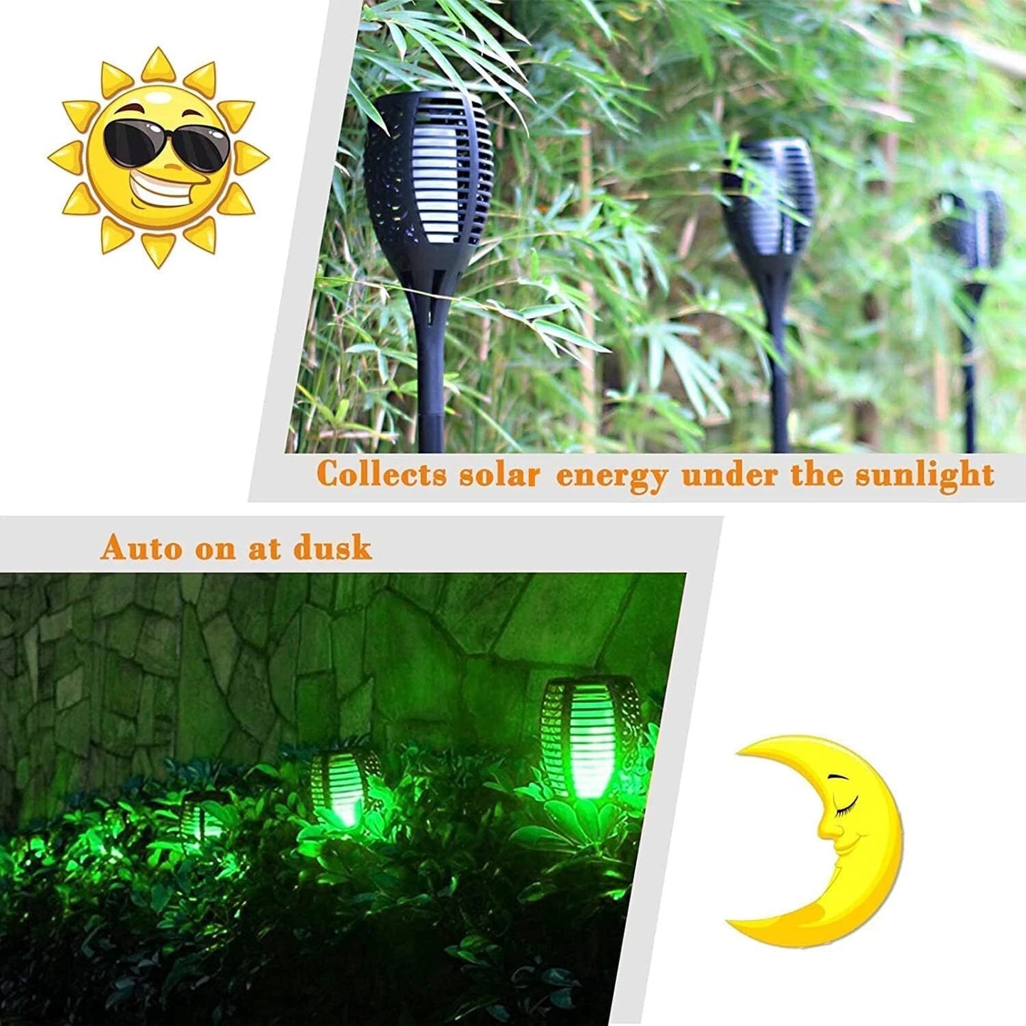 Solar Torch Lights with Flickering Flame Outdoor 12LED Tiki Torch Solar Lights