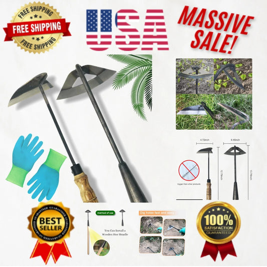 Gardening Tools Set: Hollow Hoe & Japanese Sickle for Effortless Weeding