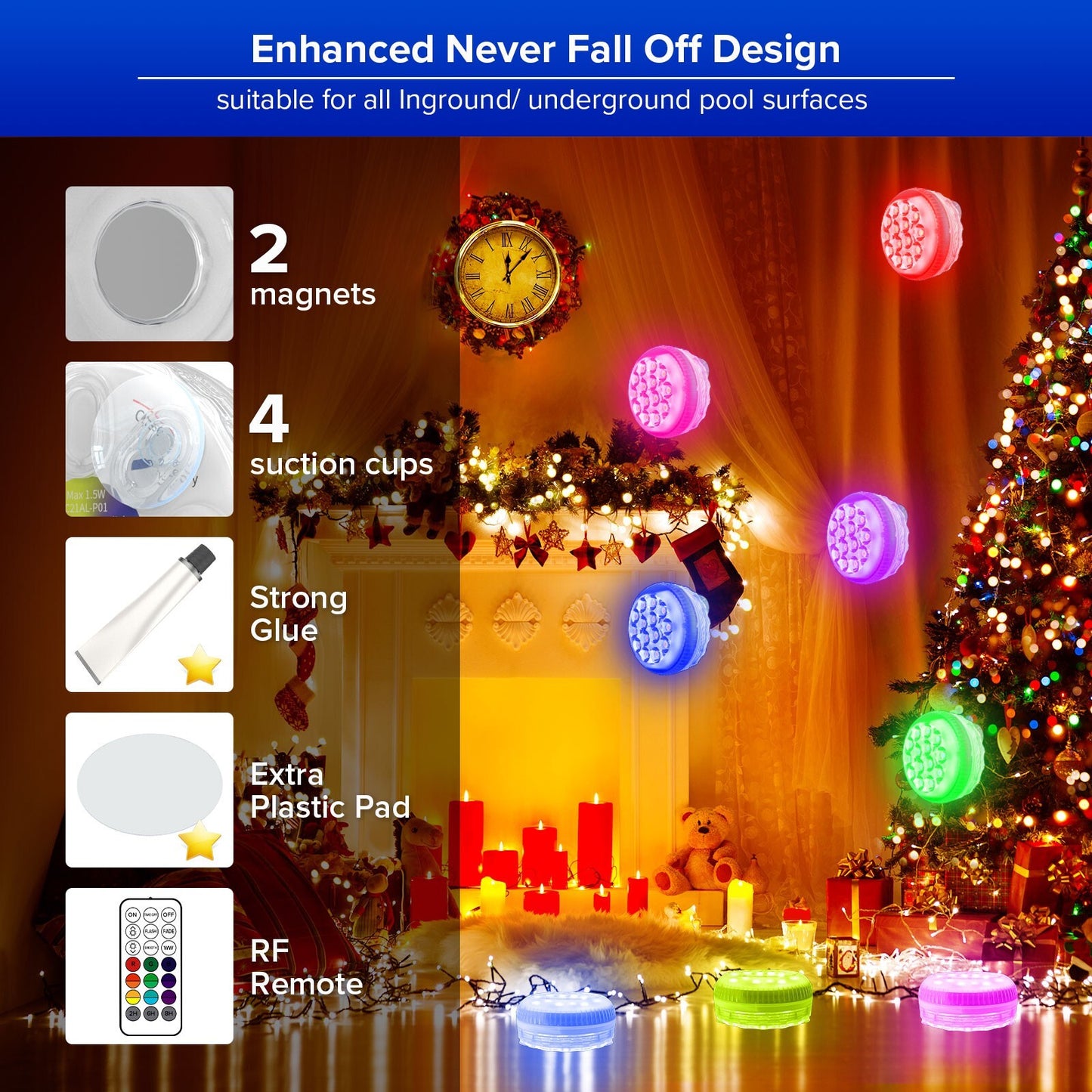 4PCS Led Pool Lights Swimming Pool RGB Color Changing Underwater Lamp Remote