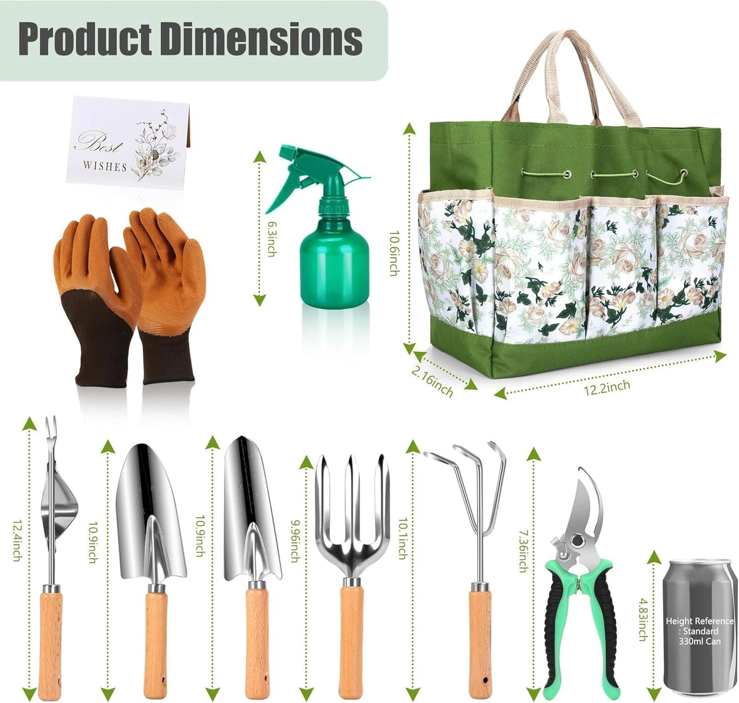 Premium 10-Piece Gardening Tool Set for Women Heavy Duty Steel Rust-Proof Tools