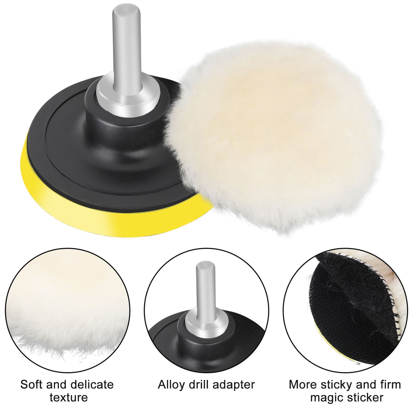 7PCS 3 Inch Car Polishing Buffing Pads Kit for Drill Sponge Waxing Foam Polisher