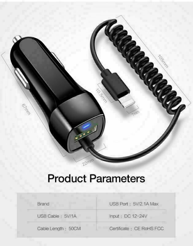 Car Charger Adapter for iPhone 14 13 12 11 Pro Max X XS Fast Charging Cable cord