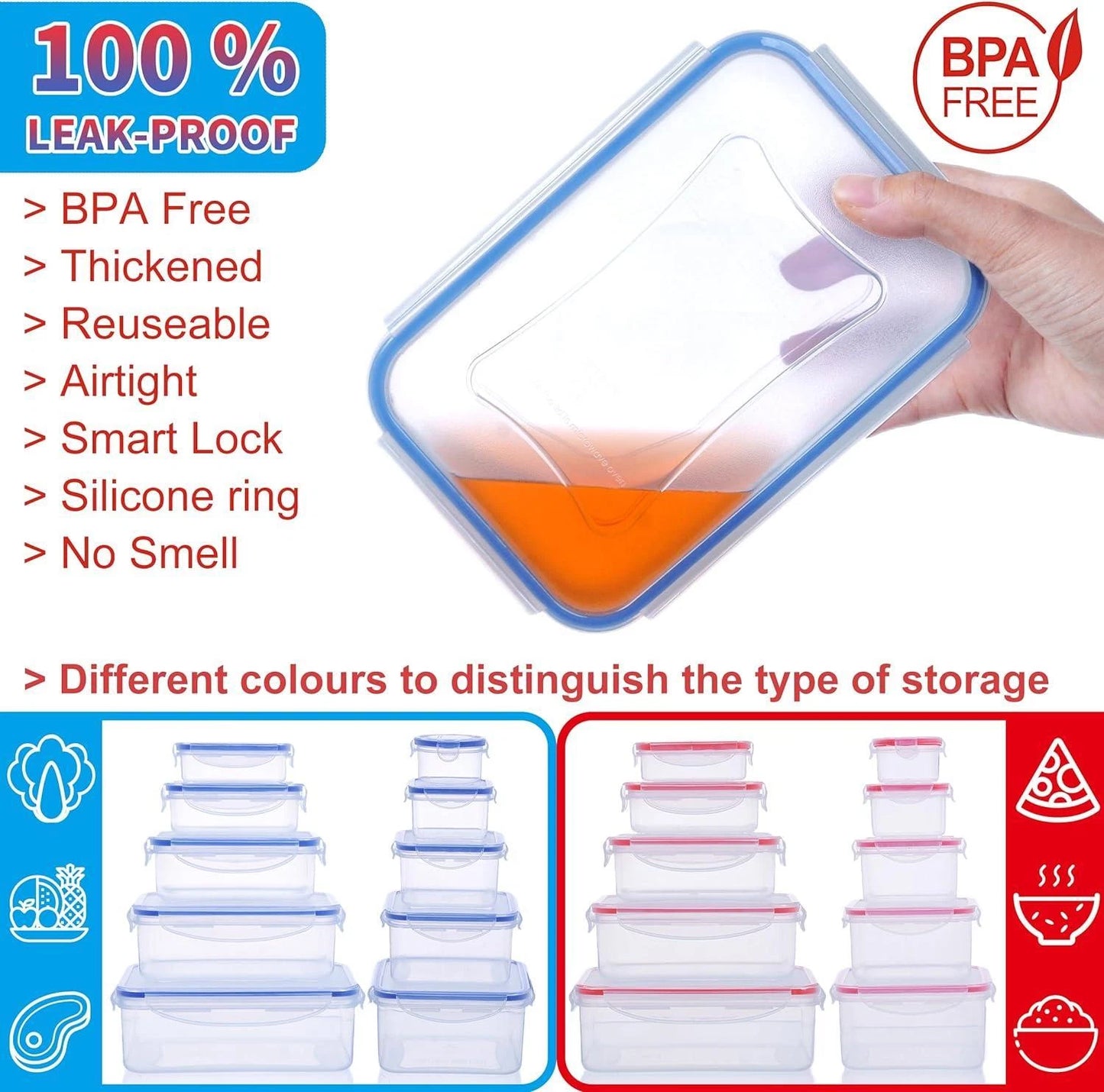 Versatile BPA-Free Food Storage Containers - 40-Piece Set for Organized Kitchens