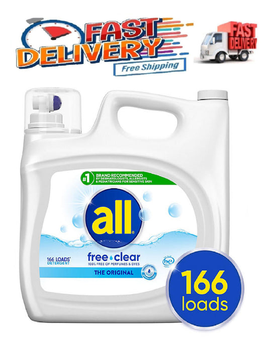all Liquid Laundry Detergent Free Clear for Sensitive Skin (250 oz.,166 loads)