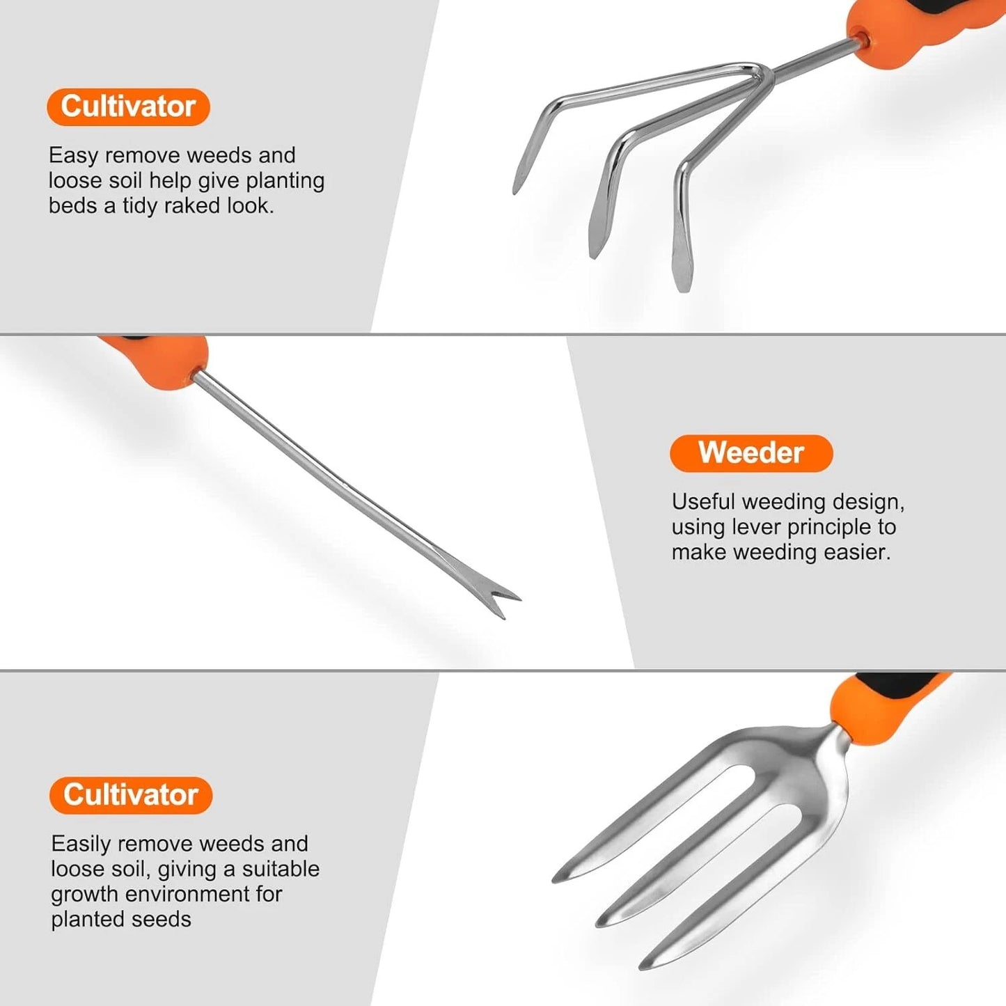 Garden Tool Set CHRYZTAL Stainless Steel Heavy Duty Gardening Tool Set with N...