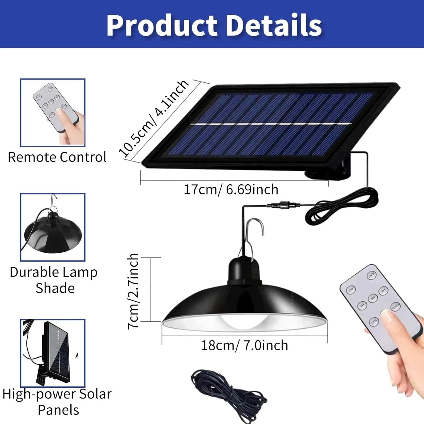30 LED Solar Pendant Hanging Light Remote Indoor Outdoor Garden Yard Shed Lamp