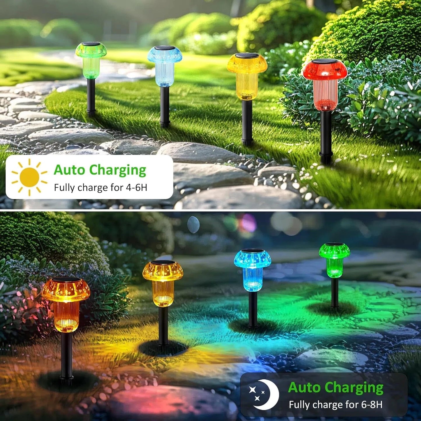 8 Pack Solar Garden Lights Outdoor Waterproof Pathway LED Lights Landscape Yard