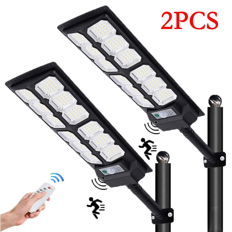 2PK 990000000LM Commercial Solar Street Flood Light Dusk To Dawn Road Lamp 3000W