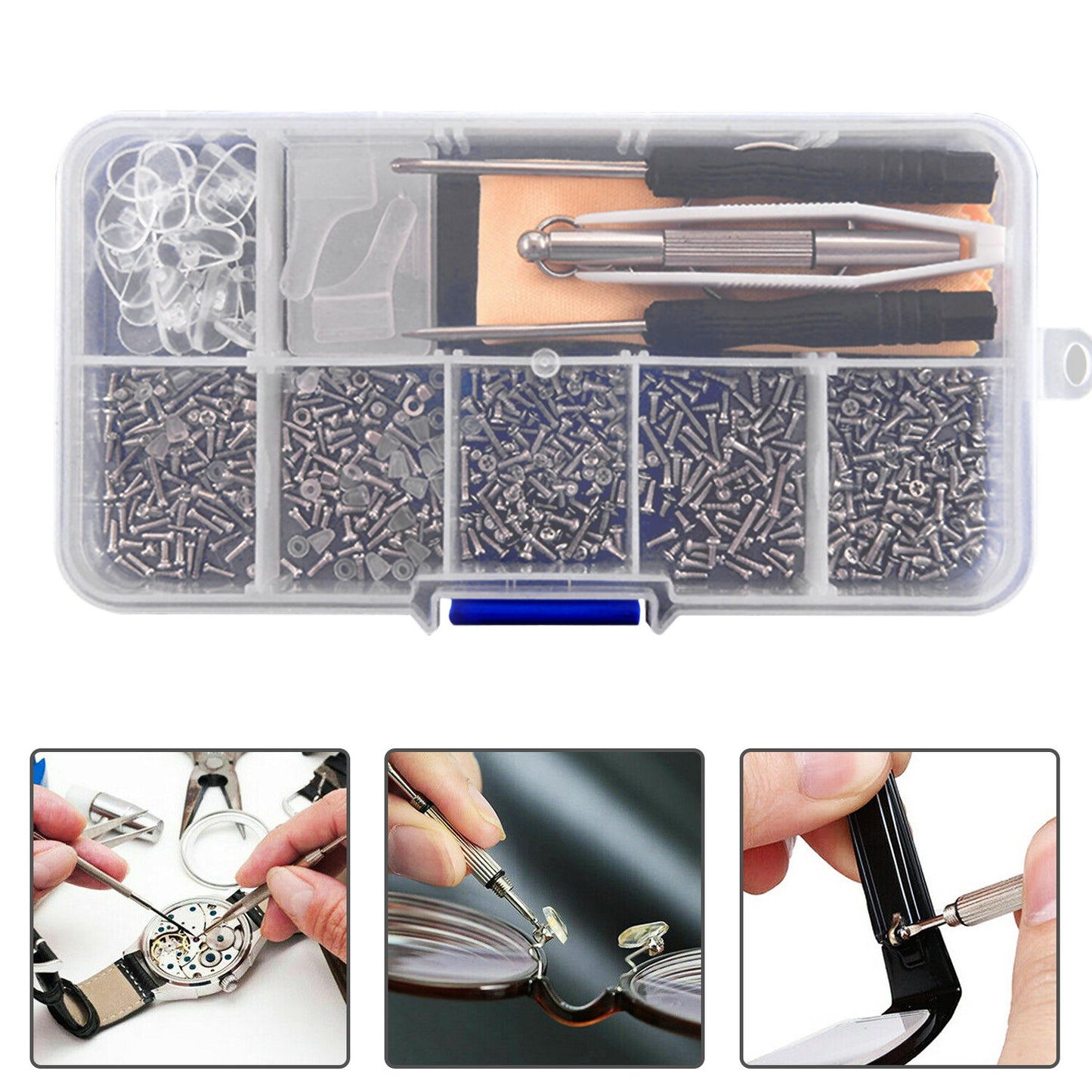 Screw Nut Nose Pad Optical Repair Tool Assorted Kit Set For Eyeglass Sunglasses